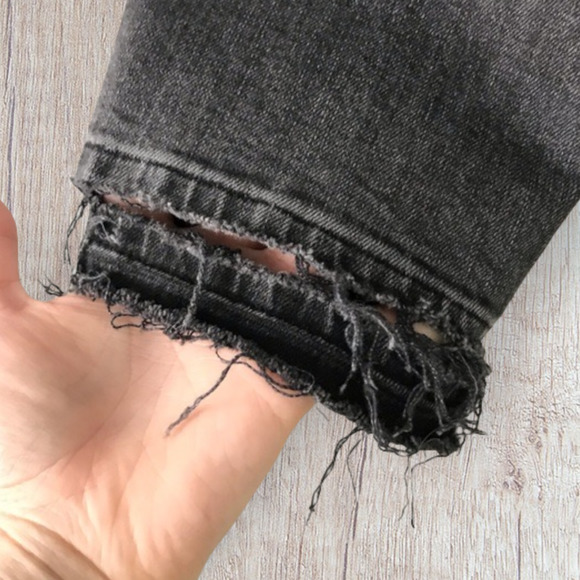 Agolde Gray High Rise Distressed Released Raw Hem Skinny Jeans Size 24 - Picture 5 of 10